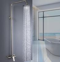 Douche de salle de bain publique à montage en surface, pommeau de douche relevable, finition chromée polie en laiton, robinet électrique monocommande, douche moderne