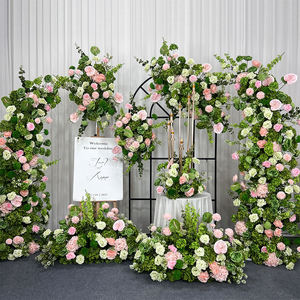 Boule de fleurs artificielles en soie réaliste haute densité, rose et verte, pour décorations de mariage et de rentrée scolaire - Product Image 2