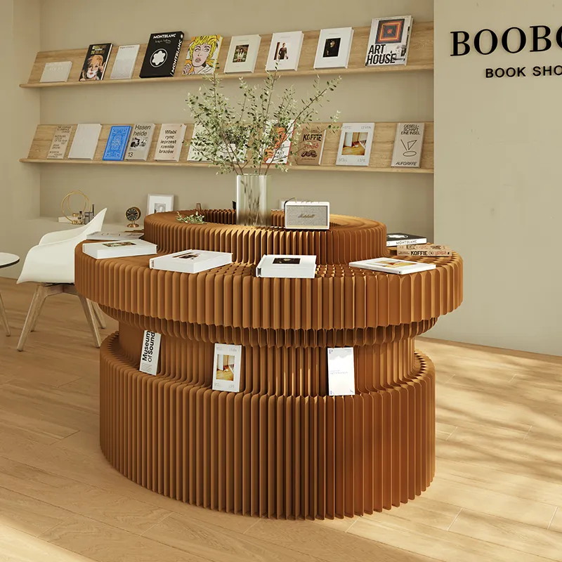 ihpaper Round Table Display Stand Cardboard Perfume Display Stands Creative Exhibition Display Shelves For Commercial Used