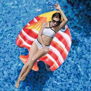 Flotador Inflable Gigante de PVC con Forma de Pez Tropical, Balsa de Natación Colorida a Rayas para Adultos 59x47x10, Divertido y Relajante - Product Image 1