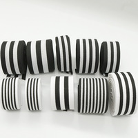 Bande élastique en caoutchouc rayée noir et blanc en polyester haute élasticité, idéale pour les ceintures de pantalons de sport – Vente en gros