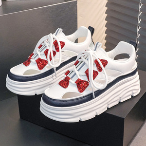 W3611 nouvelles chaussures pour femmes respirantes 2023 été à la mode creux semelle épaisse intérieur surélevé chaussures décontractées étudiant mode conseil chaussures - Product Image 2