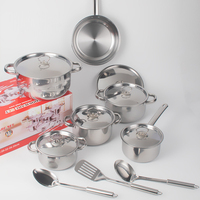 Batterie de Cuisine 15 Pièces en Acier Inoxydable, Fond à Induction, Casseroles et Poêles pour Gaz, pour Usage Domestique, Inclut Accessoires en Verre
