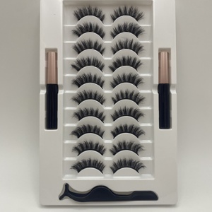 Ensemble de dix paires de <span class=keywords><strong>faux</strong></span> <span class=keywords><strong>cils</strong></span> en soie magnétique réutilisables, style épais naturel 3D imperméable avec trois paires d'<span class=keywords><strong>eyeliner</strong></span> doux - Product Image 5
