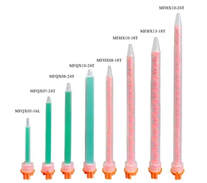 Dica de mistura Quadro MFQX08.7-24T 10:1 Ponta do misturador estático para 250ml/490ml 10:1 AB Acrílico Corian Solid Surface Adhesive