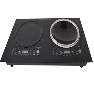 Electrodoméstico de Cocina, Placa Calefactora Eléctrica de 3500W con 2 Quemadores, Una Superficie Plana y Una Cóncava, Acero Inoxidable, Control Táctil, Vapor y Hervido - Product Image 1