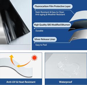 Nastro Adesivo Bituminoso Impermeabile e Antirottura UJANG, Nastro Autoadesivo in Alluminio per Coperture - Product Image 3