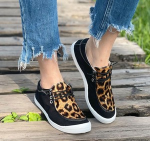 รองเท้าผ้าใบสำหรับผู้หญิง,รองเท้าสำหรับใส่สบายพื้นนิ่มพิมพ์ลายเสือดาวและดอกไม้รองเท้าผ้าใบรองเท้าผ้าใบแบบบาง SW-010 - Product Image 3