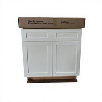 Meuble de cuisine mural moderne personnalisé en bois massif blanc et gris style Shaker avec charnières, évier et robinet pour appartement (RTA)