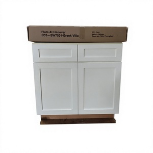 Gabinete de cocina de madera maciza con coctelera blanca y gris de estilo moderno personalizado independiente con fregadero y grifo para apartamento RTA - Product Image 1