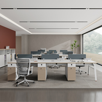 Poste de travail moderne en bois pour 6 personnes, mobilier de bureau modulaire OEM, cloison de bureau en cubes, vente en gros