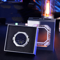 Briquet numérique personnalisé avec logo, octogonal, à arc électrique, rechargeable par USB, coupe-vent, en métal, vente en gros, usine OEM
