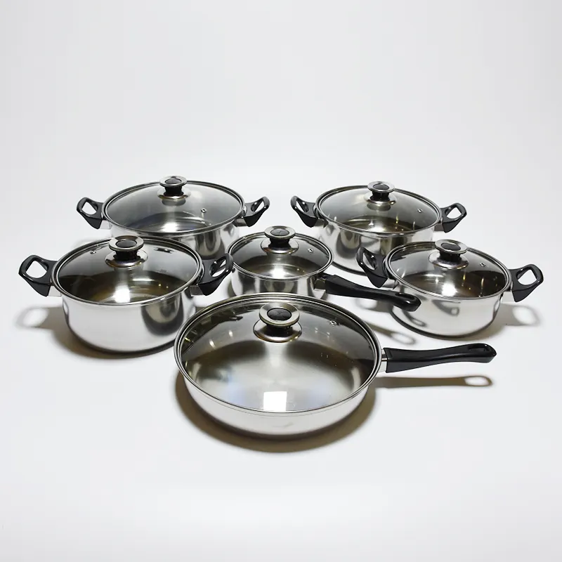 Кухонная плита из нержавеющей стали, 12 шт., набор кастрюль, газовая плита, индукционная плита, наборы кухонной посуды