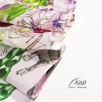 Écharpe carrée en soie de mûrier 100% personnalisée BOYI, 53 cm, pour femme, imprimé numérique, motif floral élégant, mariage, automne