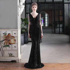 18691 # 2021 Neues Paillettenbesetztes Fishtail-Abendkleid <span class=keywords><strong>Internet</strong></span>-Berühmtheit Event-Bankett Etikette-Abendkleid - Product Image 4