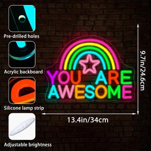 You Are Awesome Letreros Neon LED dimmable USB powered ambient <b>light</b> store <b>window</b> decoration <b>light</b> street indicator <b>light</b> 5v - Product Image 1