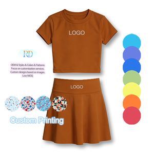 Conjunto de Falda y Top Corto Ajustado para Niñas, Conjunto de Falda de Tenis para Niñas, Conjunto de Falda con Estampado Personalizado, Top Corto y Falda para Mamá e Hija - Product Image 6
