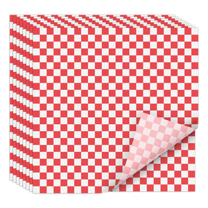 Papier alimentaire imperméable et antiadhésif à carreaux rouges, qualité alimentaire, 305x305mm, pour emballage alimentaire - Product Image 1