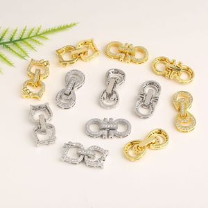 Cierre de joyería con incrustaciones de circonita y acabado de mosaico de cobre para material de accesorios DIY de collares y cadenas de suéter - Product Image 1