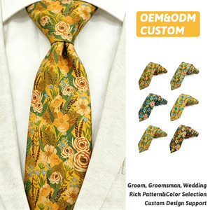 Corbata <span class=keywords><strong>de</strong></span> algodón personalizada para <span class=keywords><strong>hombre</strong></span> con diseño <span class=keywords><strong>de</strong></span> rosas salvajes vintage en tonos naranja y amarillo - Product Image 1