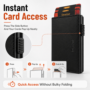 ארנק לגבר עם חסימת RFID, פתיחה קופצת, מעור PU עם טקסטורת יהלום, מכיל 10-13 כרטיסים ומזומן - Product Image 3