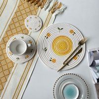 Nouveau coton de forme ronde, tapis de table tissé en corde tampons assiette tasse tapis lavable sous-verre napperon pour cuisine salle à manger dîner napperons/