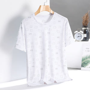 T-shirt à manches courtes pour hommes d'âge moyen en été mince glace maille oeil respirant séchage rapide T-shirt lettre imprimé haut à la mode - Product Image 1