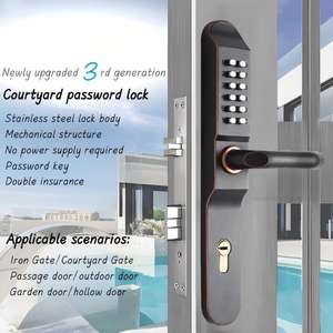 Serrure <span class=keywords><strong>de</strong></span> <span class=keywords><strong>porte</strong></span> en alliage <span class=keywords><strong>d</strong></span>'aluminium <span class=keywords><strong>de</strong></span> troisième génération, nouvelle version améliorée, avec entrée sans clé mécanique et poignée <span class=keywords><strong>de</strong></span> verrouillage, pour cour. - Product Image 2