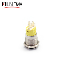 FLIN, 16mm, 19mm, interruptor de botón pulsador de peligro de Metal, verde, impermeable, azul, fuente de luz LED, símbolo eléctrico momentáneo