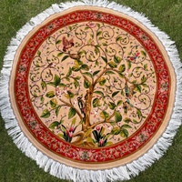 Tapis rond doux en modal, motif Arbre de Vie, couleur crème, diamètre 1m, pour salon, vente en gros
