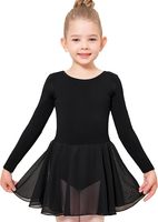 Justaucorps de ballet pour filles en coton et nylon à manches longues, tenues de danse pour tout-petits avec jupe, classique