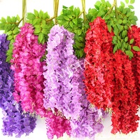 Guirlande de glycine artificielle en soie de qualité supérieure, dense et volumineuse, pour la décoration de mariages et événements (vente en gros)