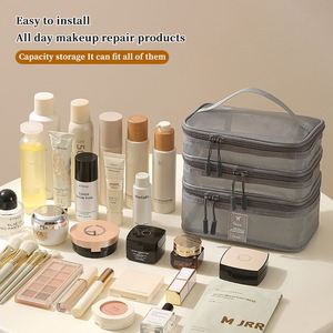 Bolsas de maquillaje de malla, bolsa organizadora de maquillaje portátil para viajes, para artículos de tocador y brochas - Product Image 3