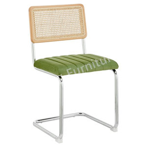 Chaises de salle à manger en rotin avec tapisserie d'ameublement verte de style campagnard américain Chaises de salle à manger Cesca Side Chair - Product Image 3