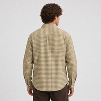 Chemise à carreaux vintage personnalisée à prix abordable pour homme, coupe décontractée, manches longues avec logo brodé sur la poitrine, style urbain quotidien