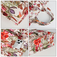 Sac fourre-tout en toile style jardin champêtre avec motif floral et pochette assortie, sacs à main pour femmes, fabrication sur mesure