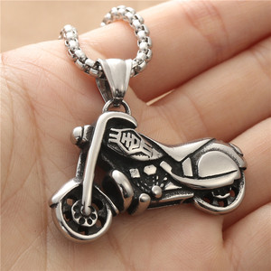 Collier pendentif moto en acier inoxydable, unisexe, style rétro punk, bijoux cadeau - Product Image 3