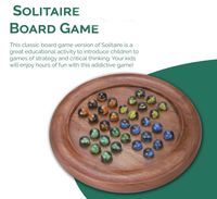 Jeu de solitaire classique en bois avec billes en marbre polies, fait main, pour un joueur, thème Amour, jeu de réflexion, art de table