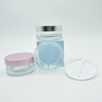 Crème du matin et du soir Bouteille de crème pour le visage en verre fendu 70g Pot de crème pour les yeux de canard mandarin avec bouchon 20g pour cosmétique