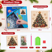 Kit d'art de Noël en gros : Peinture de pierres précieuses DIY pour adultes débutants – Ensemble d'ornements de Noël Père Noël et sapin, Décoration murale