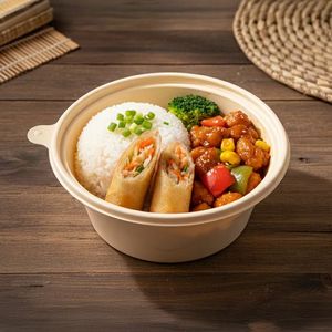 Conteneur alimentaire biodégradable en amidon de maïs écologique de 19,5 cm, boîte à lunch jetable micro-ondable pour la restauration à <span class=keywords><strong>emporter</strong></span> - Product Image 2