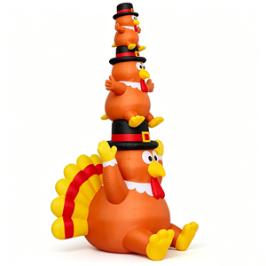 6 FT Thanksgiving Inflatable Turkey Stack Outdoor Decoration with LED Lights Animal Shape for Holiday Display - Product Image 3