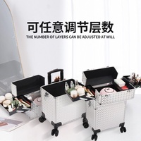 Chariot de maquillage en aluminium 3 en 1, grand coffret de beauté, chariot organisateur de cosmétiques, boîte, sac, salon de coiffure, art des ongles
