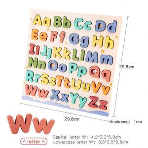 Juguetes Educativos de Aprendizaje, Bloques de Madera con Letras del Alfabeto ABC en 3D, Rompecabezas para Niños Pequeños - Product Image 1