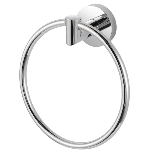 304 Stainless Steel Cylinder Towel Ring Rack Bar Wall-Mounted Bath Hardware Set for Household Hotel Kitchen Bathroom Use Chrome