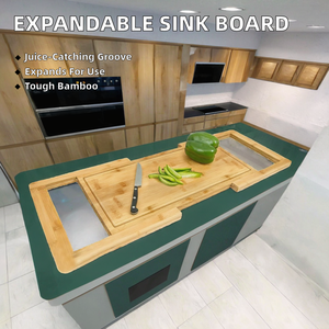 Tabla de Cortar Extensible de Bambú para Fregadero con Ranura para Jugos, Tabla de Picar para Fregadero de Cocina - Product Image 2
