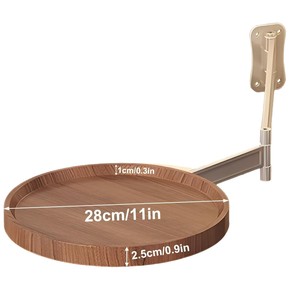 Wooden Round <b>Tray</b> <b>Table</b> Wall Mounted Foldable <b>Bedside</b> <b>Table</b> Natural Wood Color For Bedroom Sofa Use - Product Image 5