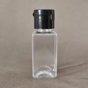 Multi Color Clear Black PET 20ml Plastic Squeeze Hand Washing Gel Bottle Travel Sample Container with Black Flip Cap