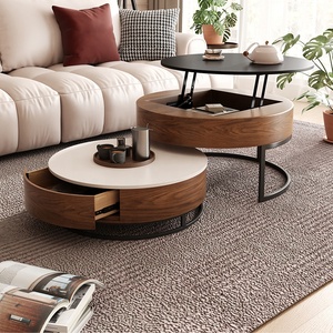 Mesa <span class=keywords><strong>de</strong></span> Centro Elevable <span class=keywords><strong>de</strong></span> Altura Ajustable para Sala <span class=keywords><strong>de</strong></span> Estar, Mueble <span class=keywords><strong>de</strong></span> Madera Redonda - Product Image 1