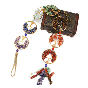 Décoration suspendue en cristal coloré tissé à la main pour TikTok Live, arbre de vie, art déco écologique, salon, <span class=keywords><strong>rideau</strong></span> en métal - Product Image 4